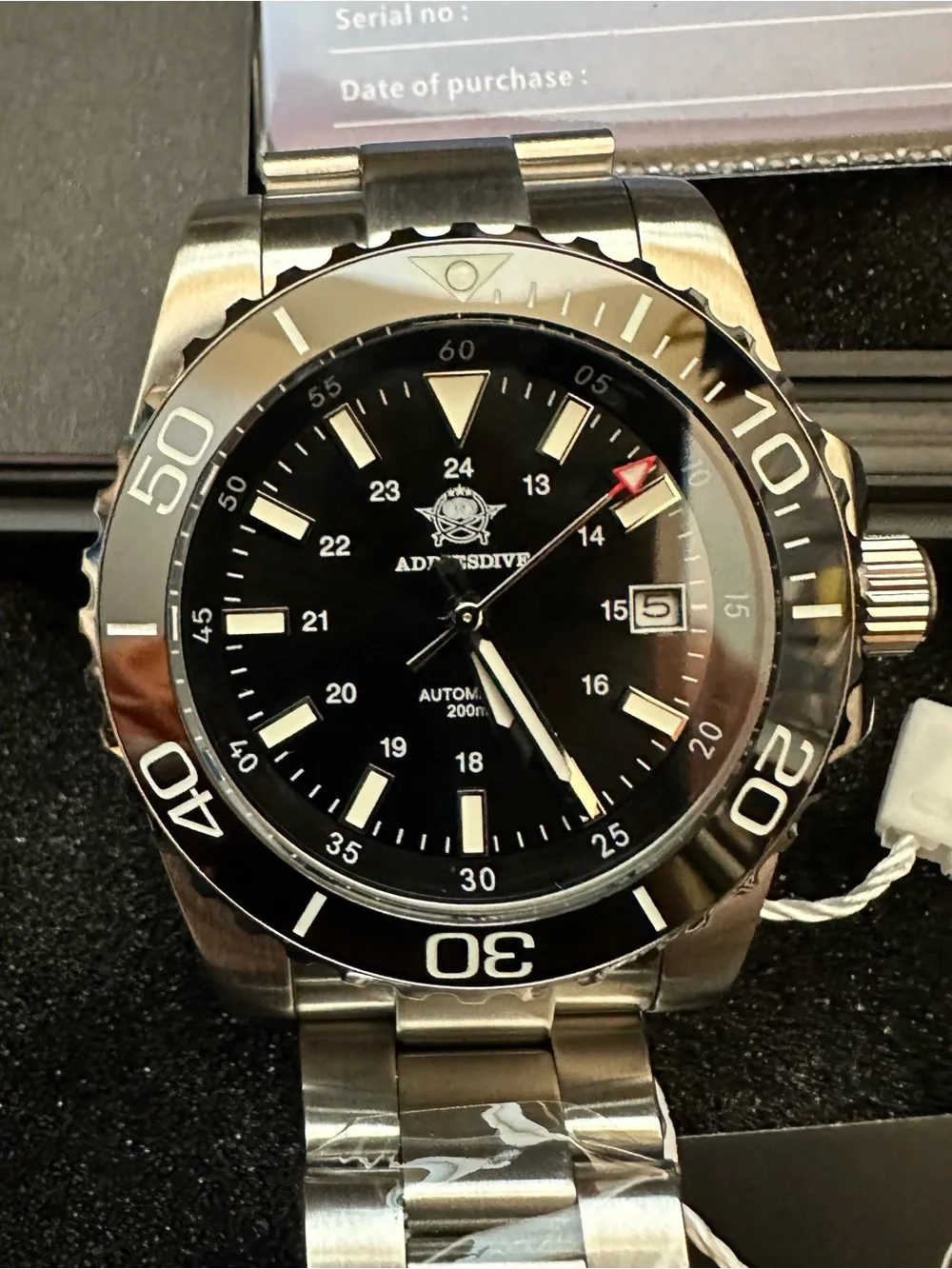 Addiesdive Men’s Dive Watch Automatic Stainless Steel 200M Waterproof New in Box
